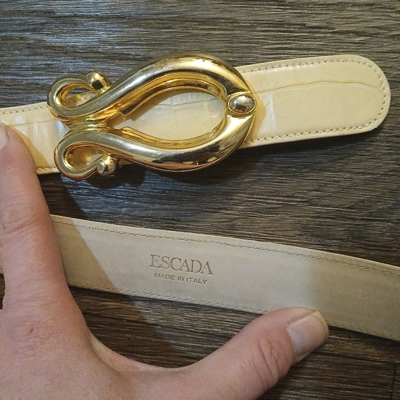 Vintage Escada Gold Buckle Exotic Belt. Made in Italy - Picture 3 of 16